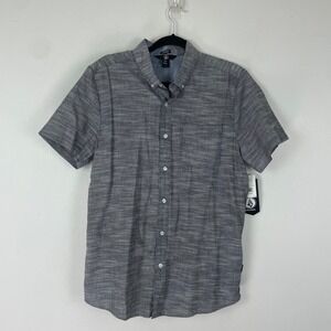 NWT Volcom Everett Oxford Mens M Gray Short Sleeve Button‎ Up Casual Shirt